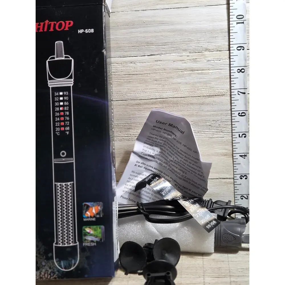 HITOP HP-608 Aquarium Heater 50W Adjustable Fish Tank Heater New Open Box
